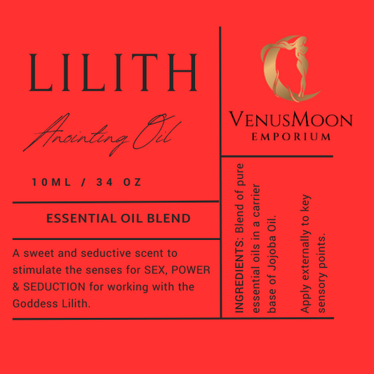 Occult ritual oil consecrated to Lilith, Goddess of Darkness and Light.